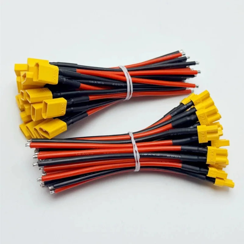Pre‑Crimped XT30 Power Connector Cord 14AWG Max‑Fit Gauge Silicone Wire Male/Female Plug for RC Aircraft Drone Charger Wiring Quake