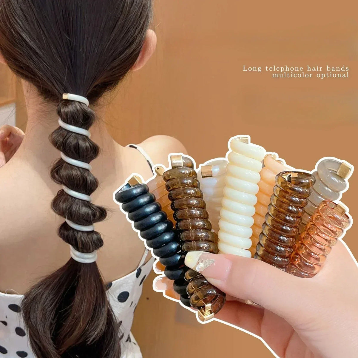 New Spiral High Elastic Rubber Bands for Women Girls Telephone Wire Hair Ties Loop Spiral Coil Hairbands Ponytail Holder Quake