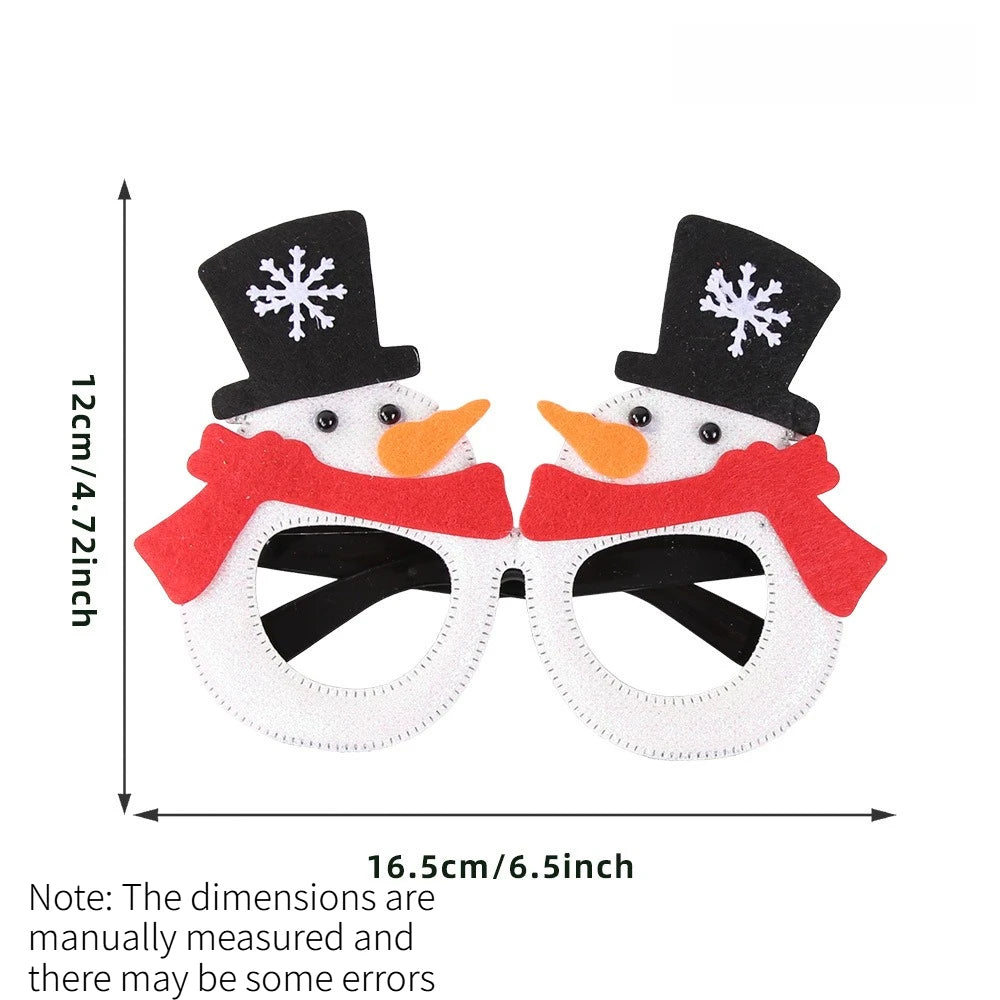 1PC Santa Bowknot Eyeglasses Frame Cute Decorative Glasses Dress Up Accessory Photo Prop for Kids Christmas Party Activities Quake Christmas snowman