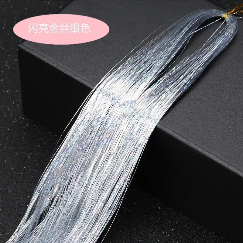 93cm/100cm Holographic Hair Extensions Accessories Glitter Hair Tinsel Sparkle Shiny 120 Strands Bling Twinkle Hair Extensions Quake No 11 93 cm