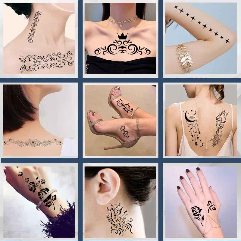 1 Pc Tattoo Stencils Henna India Hollow Airbrush Stencil Waterproof Arm Body Temporary Tattoo Stencil Sticker for Drawing Black Quake