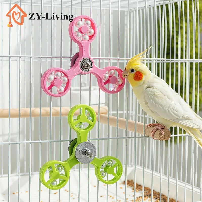 1Pcs Cockatiel Conure Parakeets Interactive Bird Toys Rotating Spinner Wheel Parrot Toy DIY Accessories For Bird Cage Quake