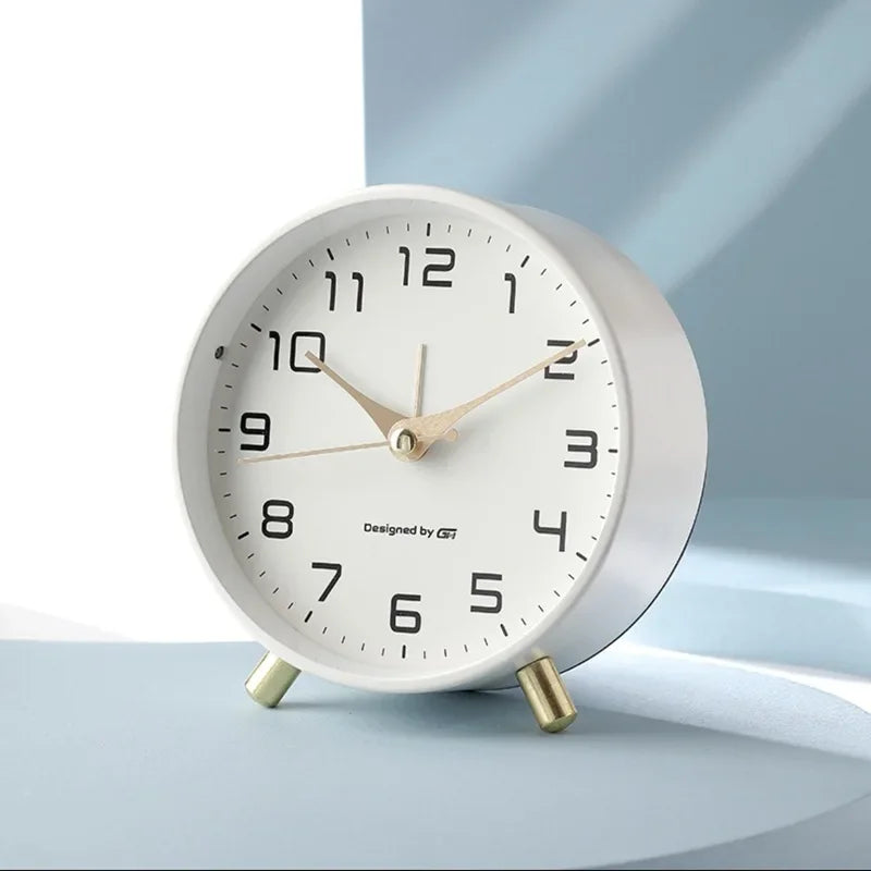 Desktop Small Alarm Clock Student Desktop Home Mute Alarm Clock Wake-up Tool Quake WHITE