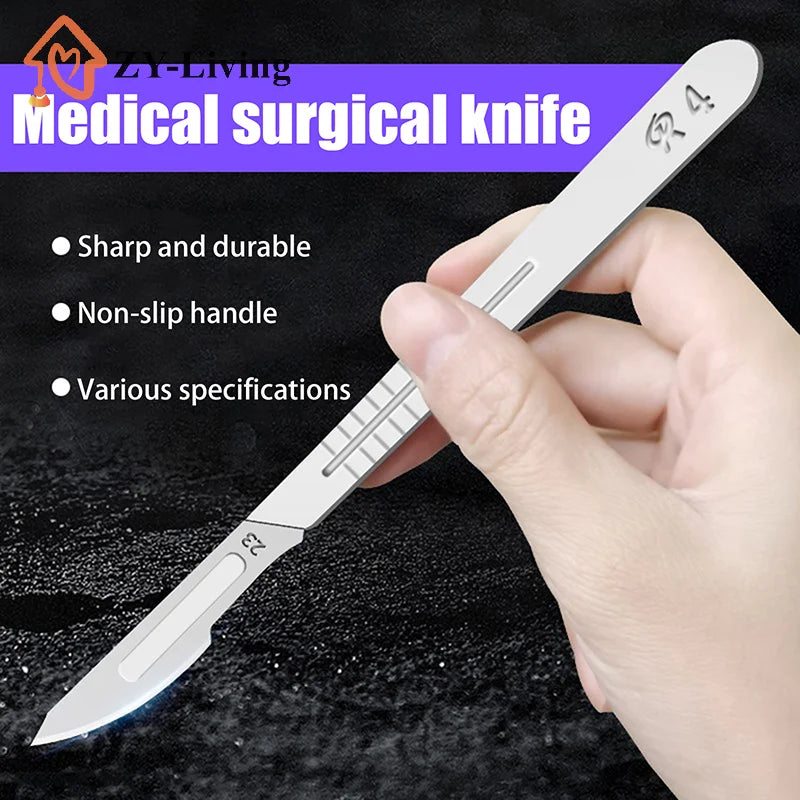 1Pcs Dental Surgical Scalpel Handle #3 # 4 Stainless Steel Thickened Knife Holder Quake