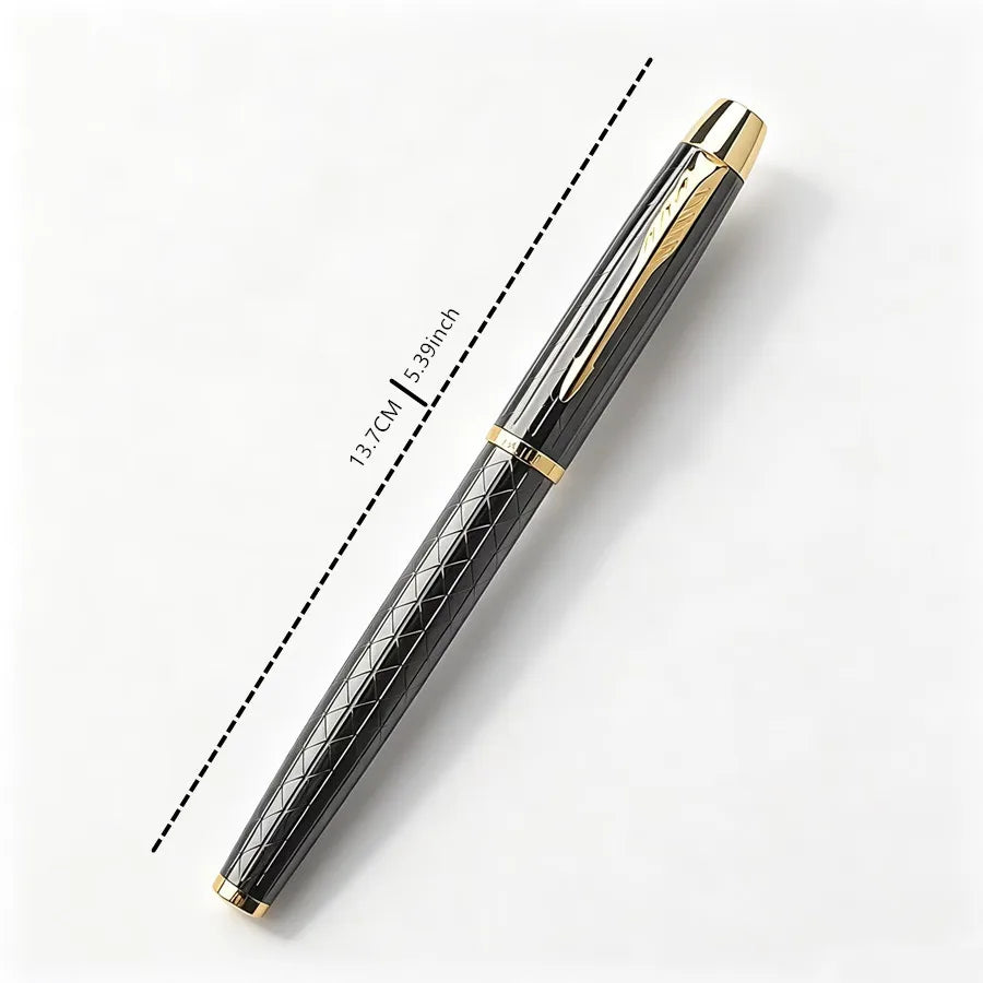Luxury Engraved Metal Gold Nib Signature Pen With Denim Fabric Pen Case Business Office Writing Gift Fountain Pen Quake