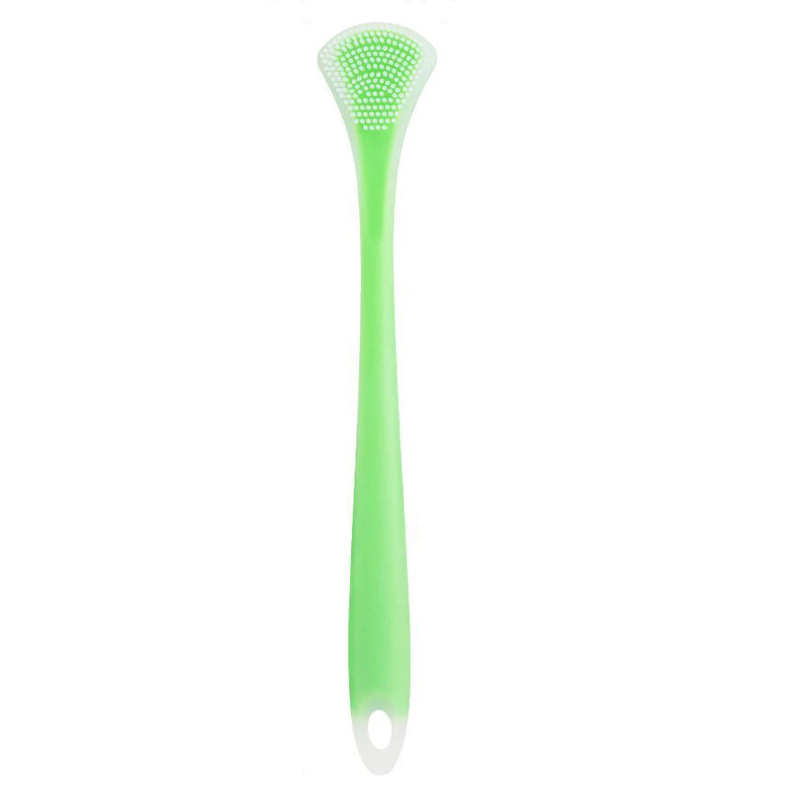 vvocci Silicone Tongue Scraper Tongue Double-sided Cleaner Fresh Breath Massage Tongue Cleaner Oral Cleaning Care Tool Quake M519 1PCS Green