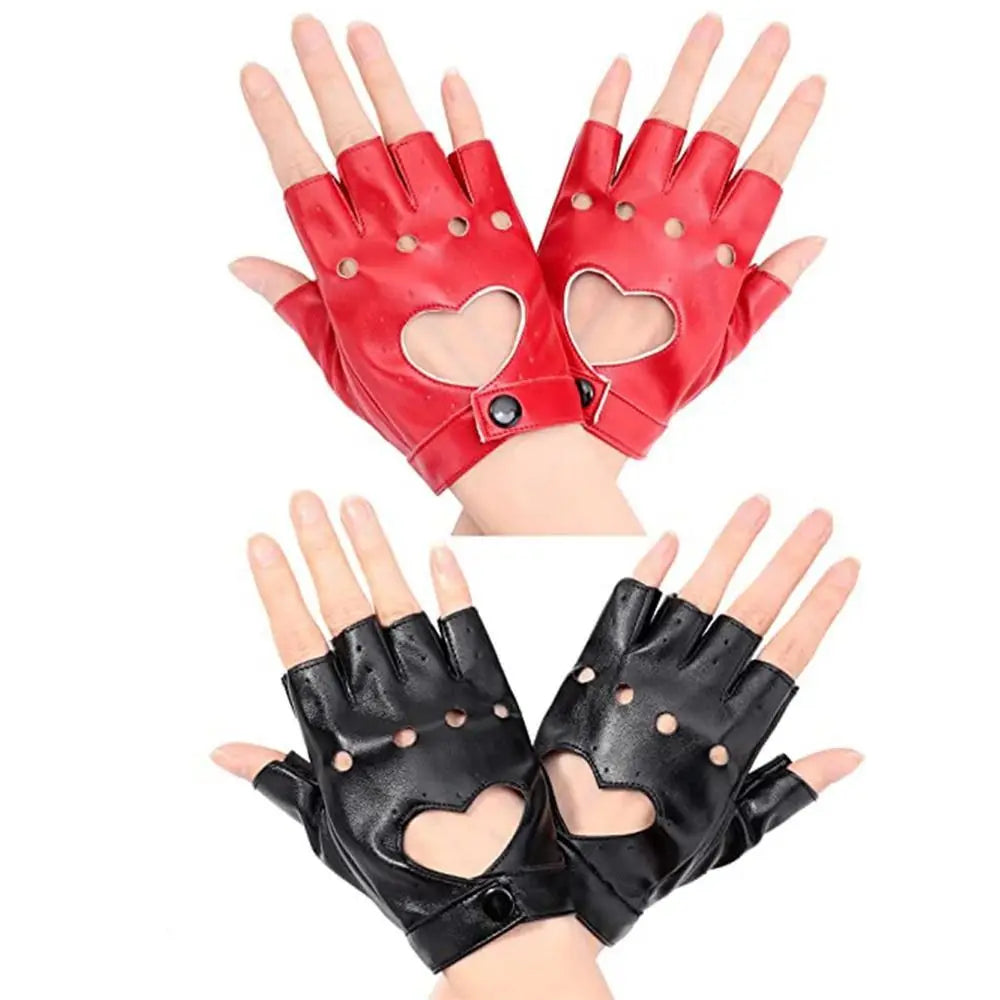 New Fashion PU Leather Fingerless Dance Glove Gothic lolita Jazz Style Driving Dress Performance Mittens Quake