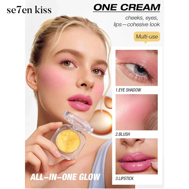 Se7enkiss Gold Color Changing Blush Powder pH Sensitive Shimmer Face Makeup Natural Glow Cheek Cosmetic Trending Now Quake