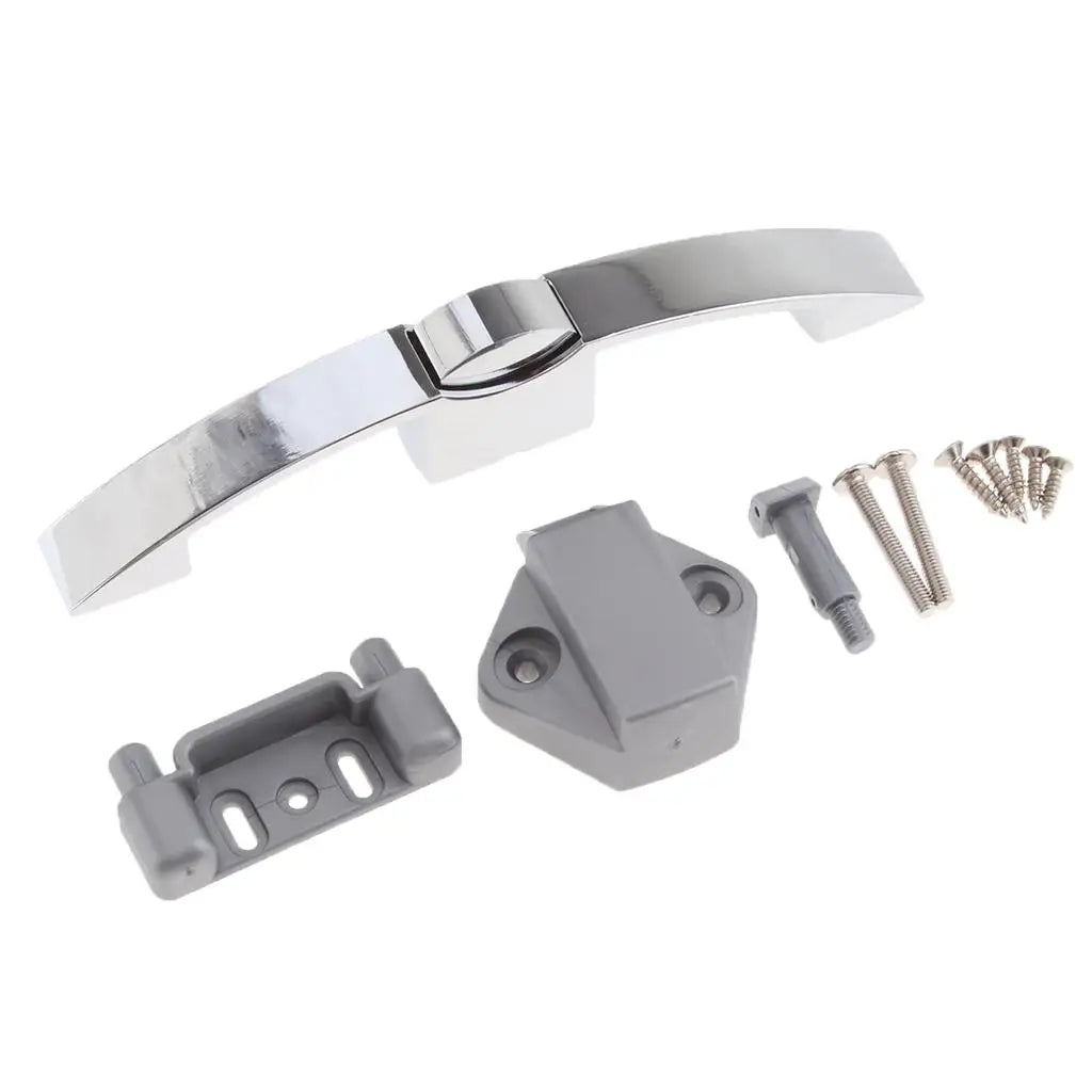 Portable Push Button Pull Handle Latch Lock Secure Zinc Alloy for Caravan Camper RV Yacht Cabinet Quake Bright Chrome 128mm