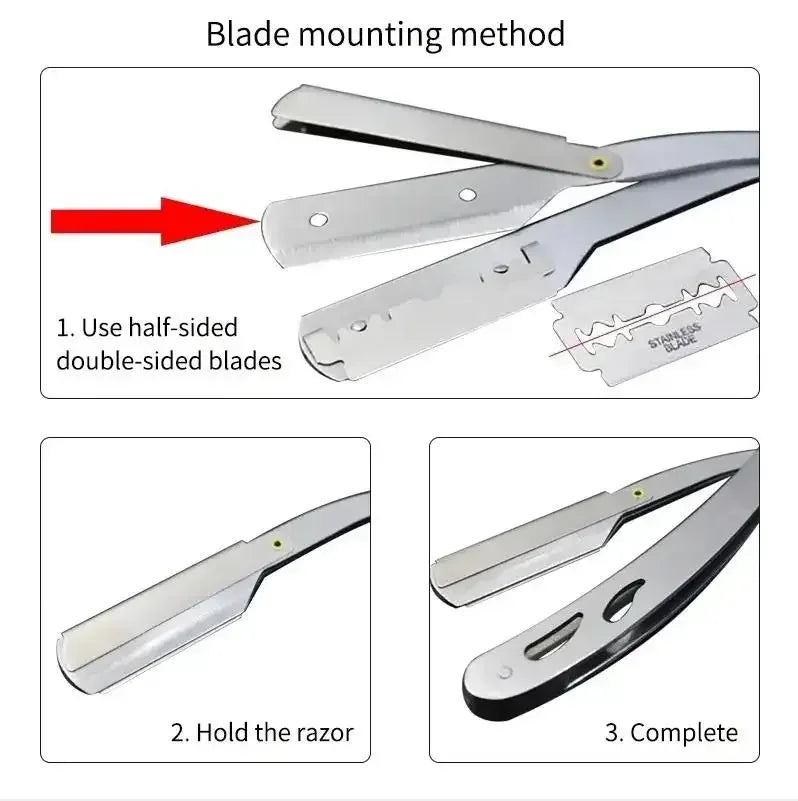 Straight Edge Stainless Steel Barber Razor Men Professional Manual Shaver Shaver Folding Shaving Shave With Blade Quake