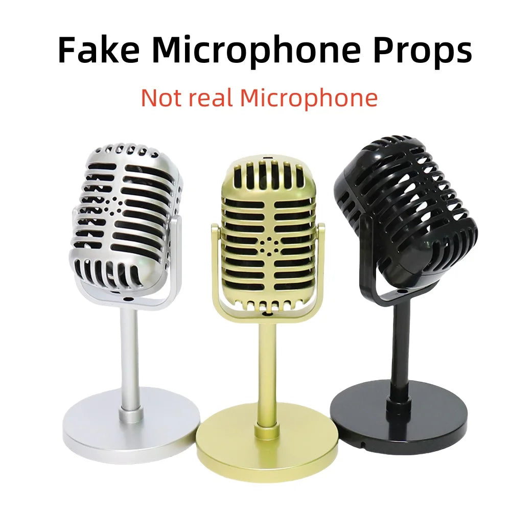 Retro Microphone Prop Classic Plastic Microphone Party Favors Live Performance Home Decoration Ornaments Quake