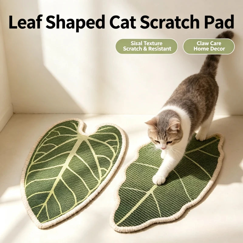1PC Natural Sisal Leaf Shaped Cat Scratcher Wall Mountable Durable Cat Toy for Cats Grinding Claws No Scraps Falling Quake