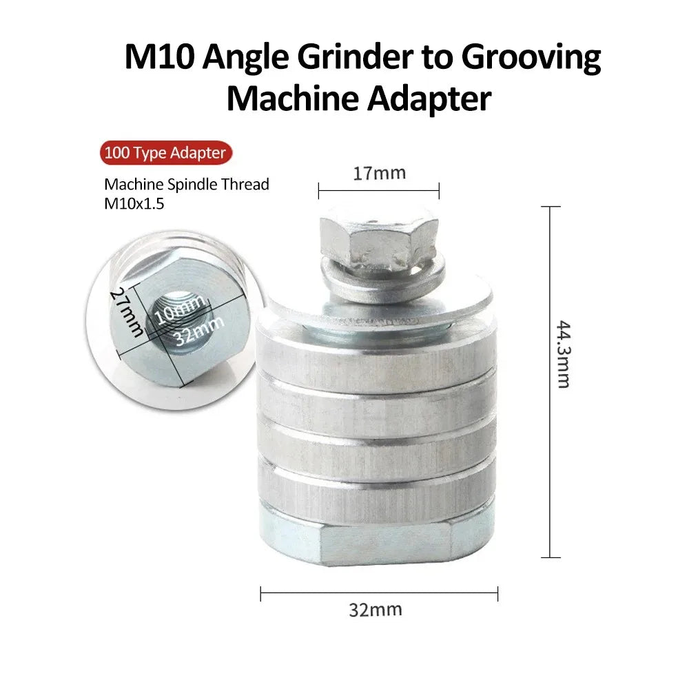 1Pcs Lock Nuts Slotting Angle Grinder Adapter Conversion Kit Power Tool Accessory Grooving Machine Adapter 100/125 Type M14 M10 Quake 100 Type M10-1.5