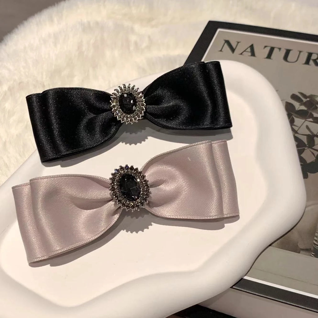 New Semi-tie Ponytail Hairpin Back Head Luxury Rhinestone Bow Hairpin Girl Headdress Spring Clip Quake