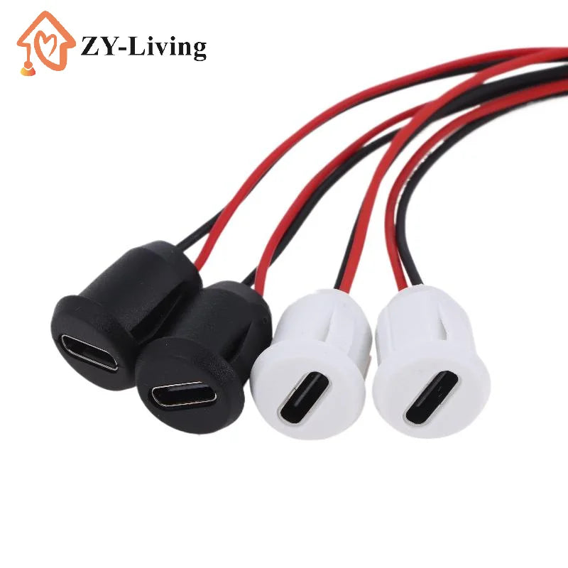 2/5/10PCS USB-C Connector Type-C Female Chassis 2 Pin Type-C Female Socket Connector Waterproof Jack Female Charging Port 3A Quake