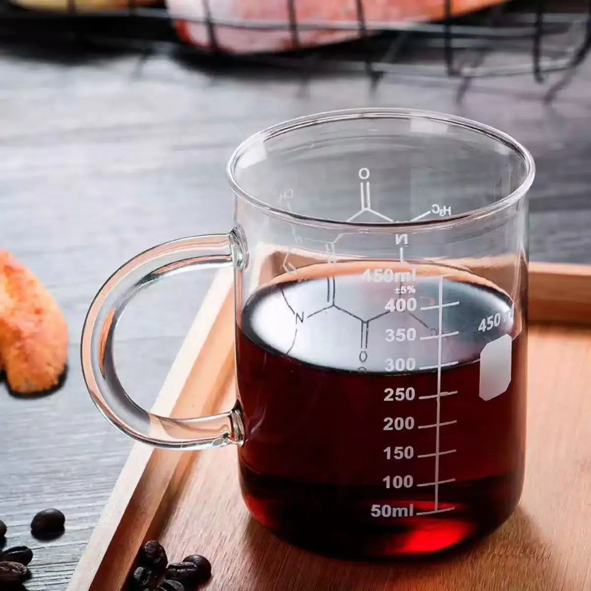 YWDL 450ml High Borosilicate Glass Measuring Cup With Handle Clear Multifunction Scale Beaker Mug Home Kitchen Milk Coffee Mug Quake