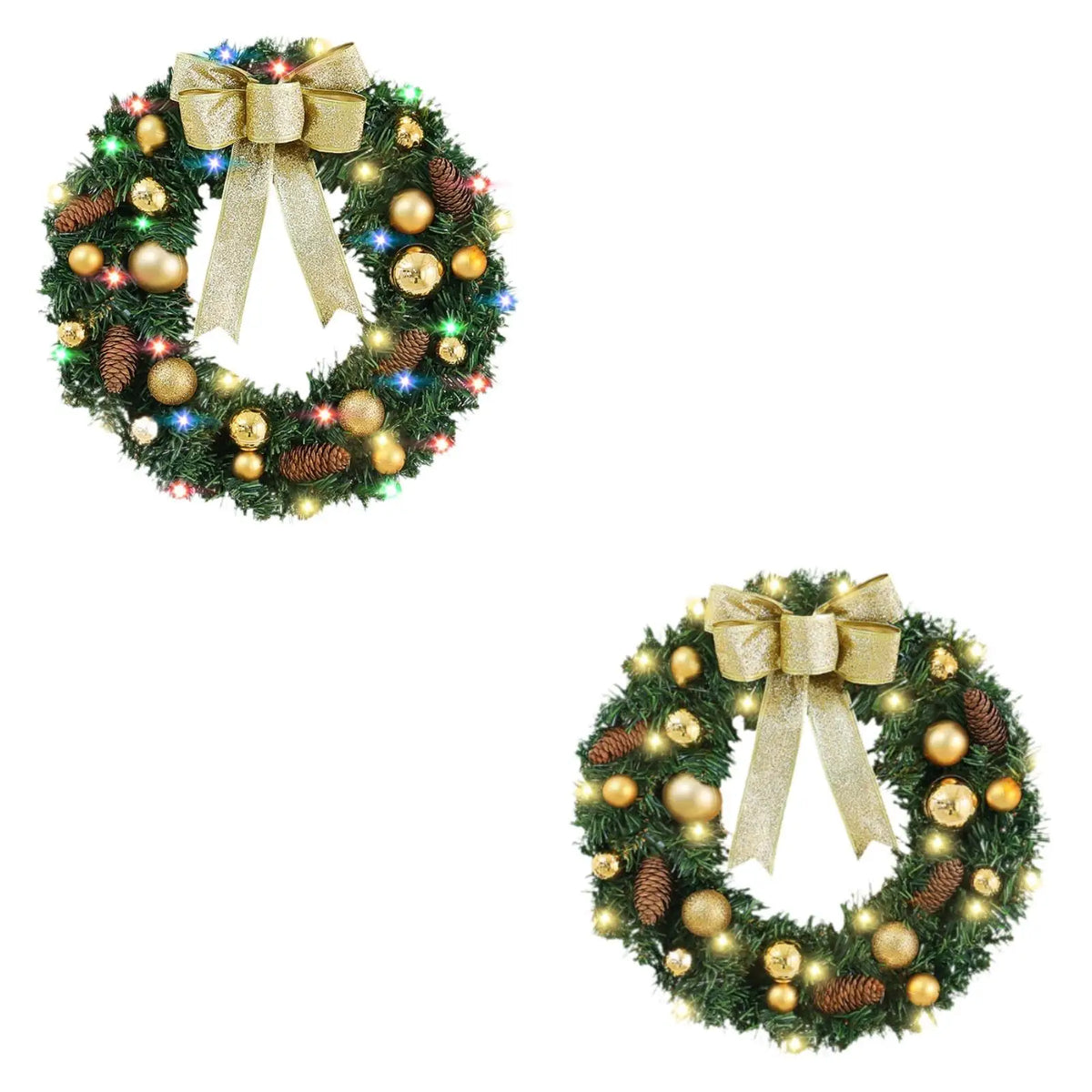 Battery Light Christmas Wreath Artificial PVC 60cm Door Hanging Garland Decorative Wreath for Entry Wall and Fireplace Quake