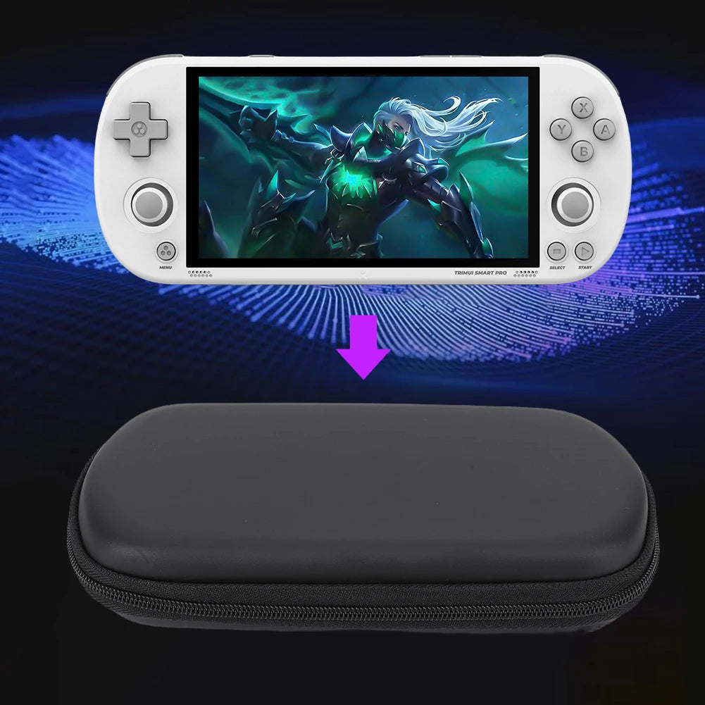 Handheld Game Console Case with Tempered Glass Film Hard Shell Storage Bag Waterproof for Trimui Smart Pro Handheld Game Console Quake
