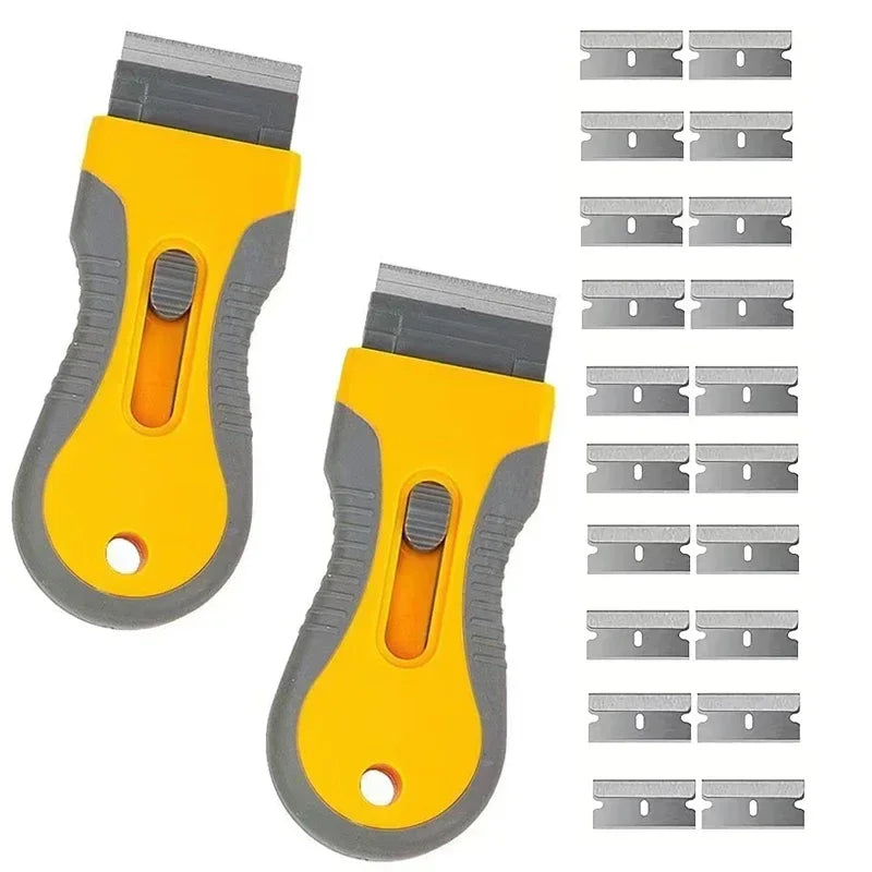 Professional Label Remover Scraper–10/20 blades with telescopic handle. Ideal for removing stickers from any surface efficiently Quake M366 20Metal 2yellow