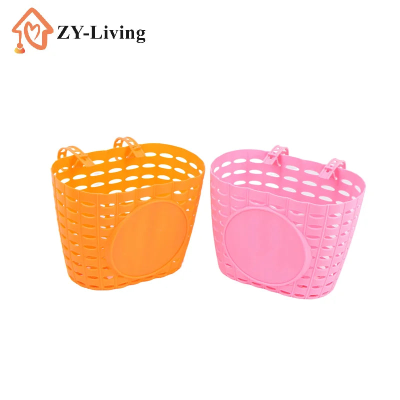 1pc Bicycle Basket Hollow Children Bike Tricycle Scooter Storage Front Handlebar Plastic Carrier Cycling Kids Riding Quake