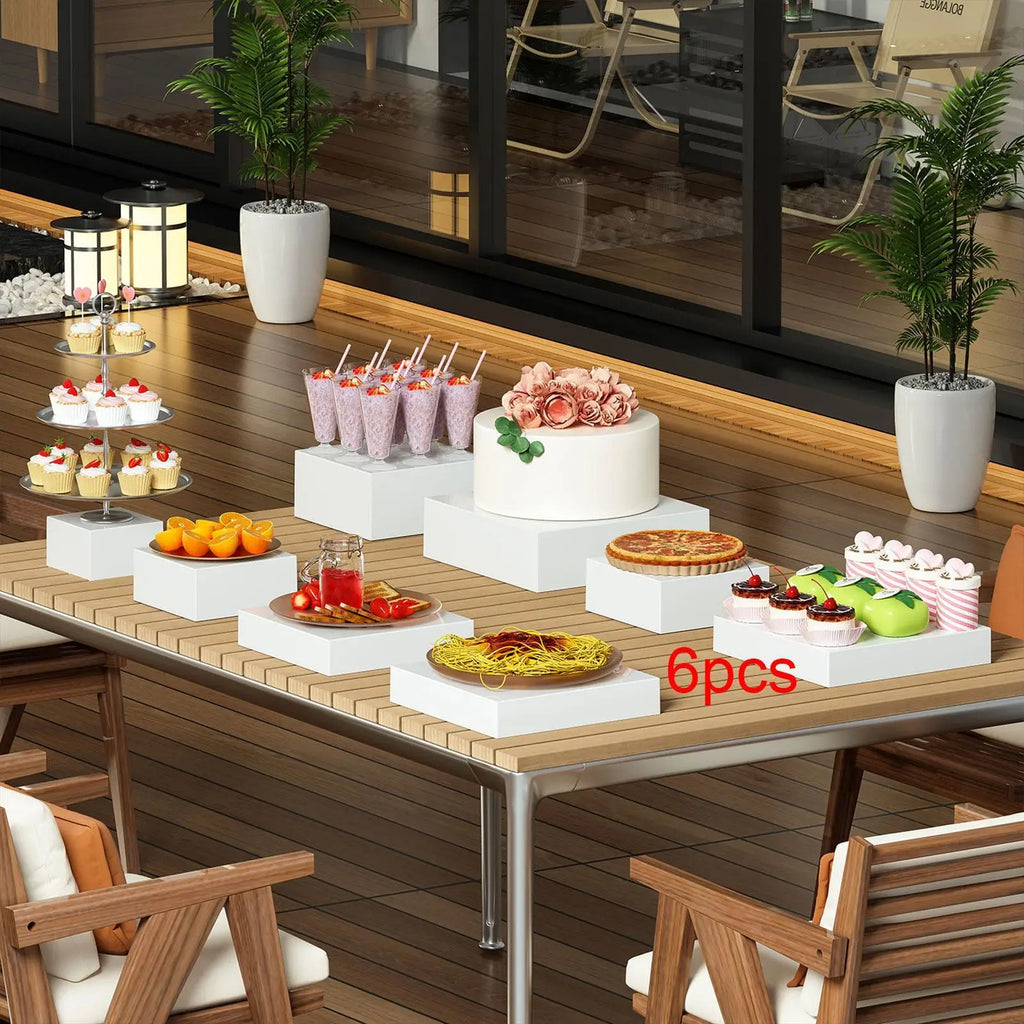 Cube Buffet Display Stand Hollow Base Stackable Riser Box Buffet Food Display for Jewelry Toy Retail Quake