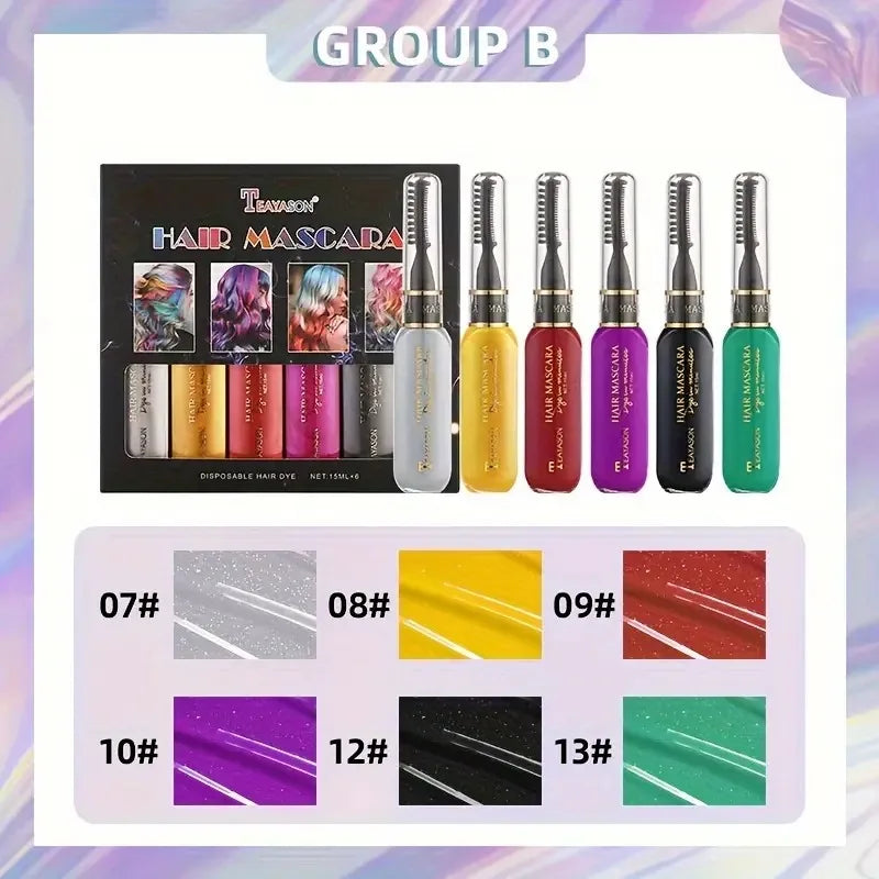 6pcs/Set Disposable Hair Dye Comb - Washable Hair Tint for Party, Birthday, and Cosplay - Easy to Use and Safe Quake