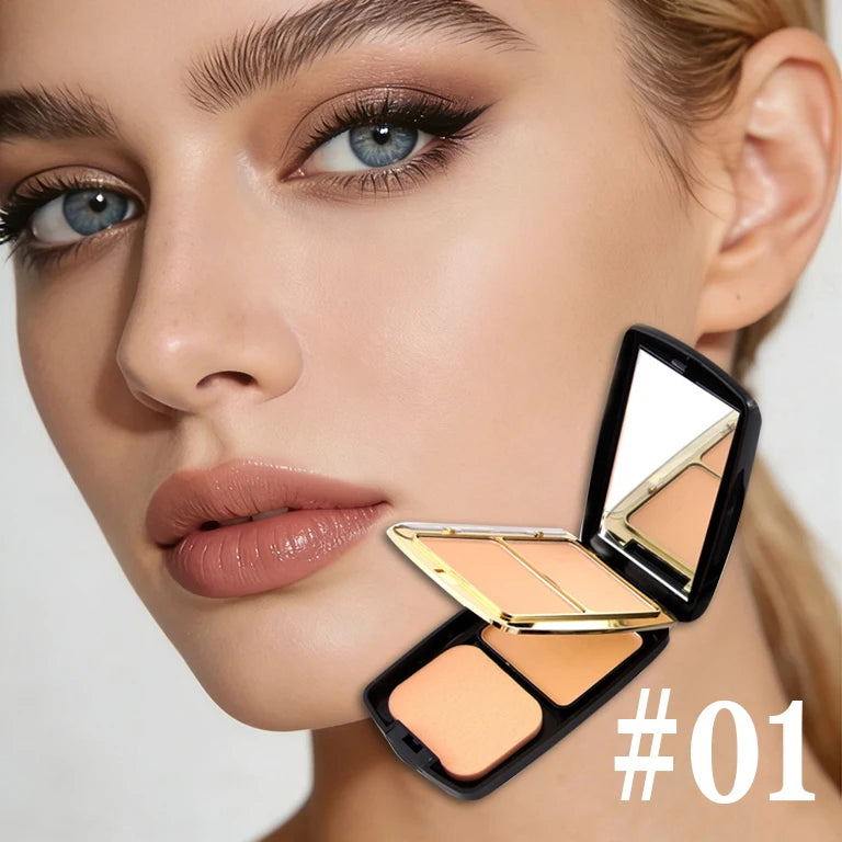 MISSROSE Double Layer Pressed Face Powder with Mirror 3 Natural Colors Lightweight Matte Finish Setting Powder for Valentine's Quake N1