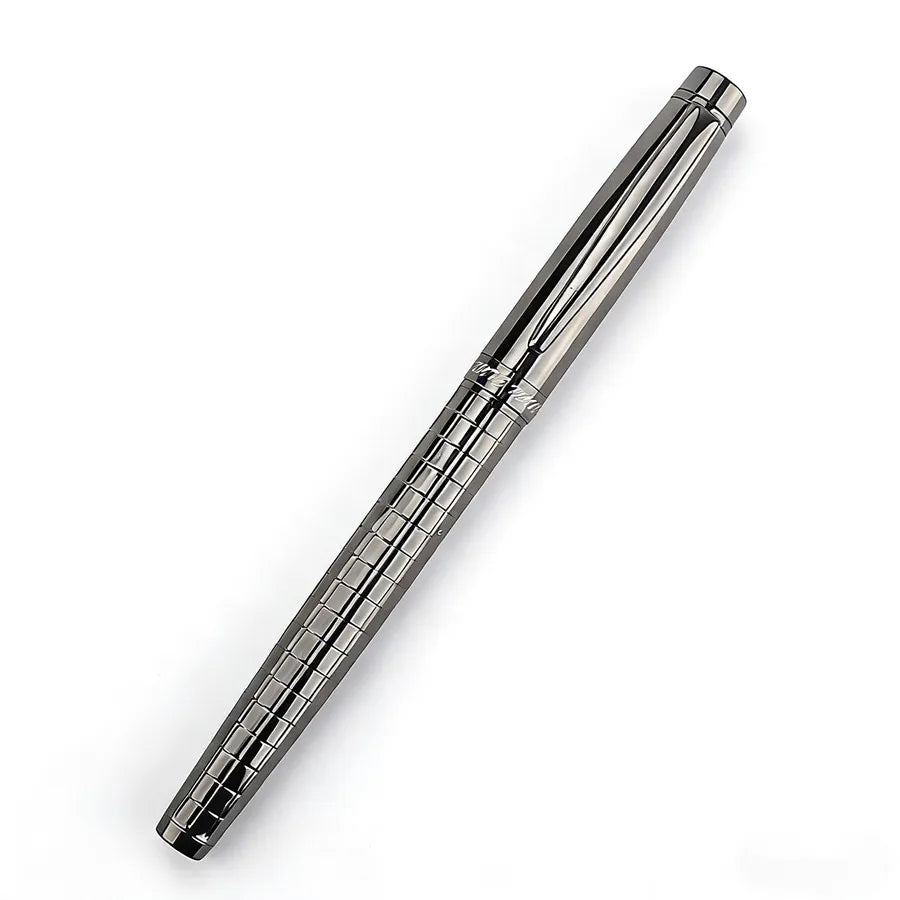 Monte Mount School Office Stationery Supplies Luxury Metal Gray Lattice Roller Ball Pen 0.7mm Metal Ballpoint Pens for Gift Quake