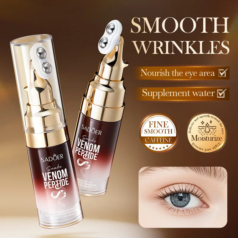 SADOER Snake Venom Peptide Caffeine Anti Wrinkle Massage Eye Cream Anti Dark Circles Anti-Aging Moisturizing Eyes Skin Care Quake