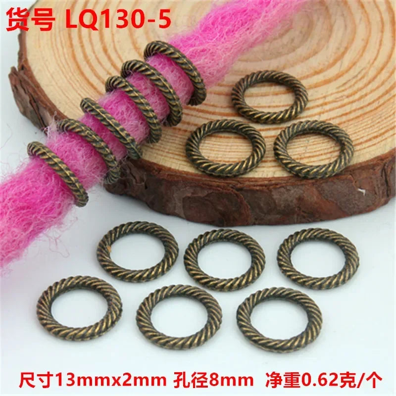 African Braiding Hair Rings Vintage Spiral Braids Hair Styling Tools Accessories Silver Gold Beads for Hair Braids Dreadlock Quake 5pcs LQ130-5
