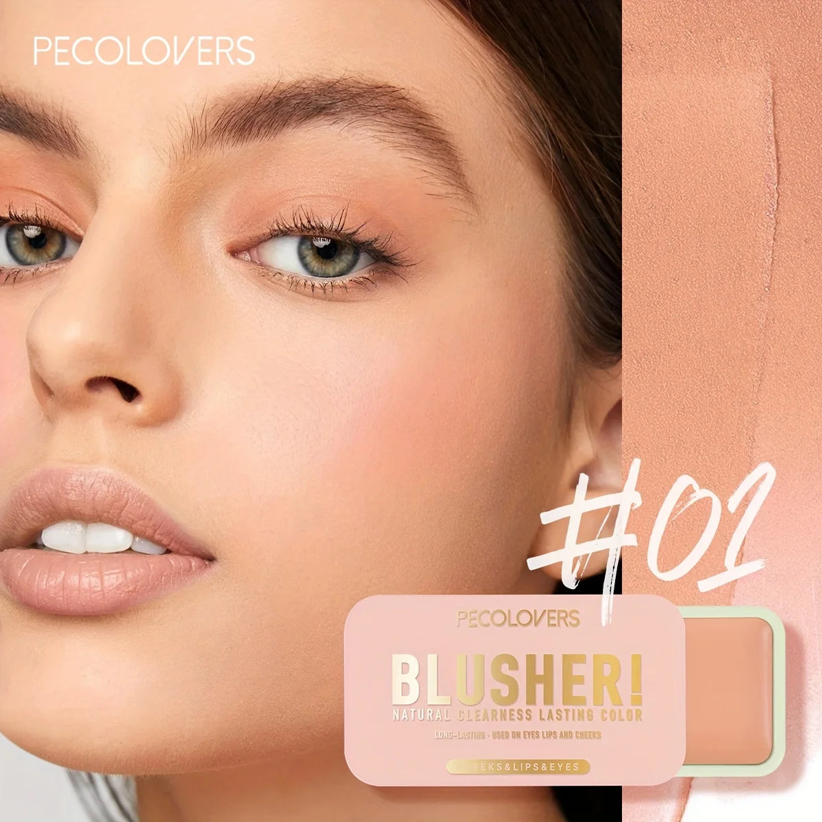 PECOLOVERS Waterproof Blush Cream - Long-Lasting, High Pigmentation for All Skin Tones, Natural Cheek & Face Rouge Quake 01
