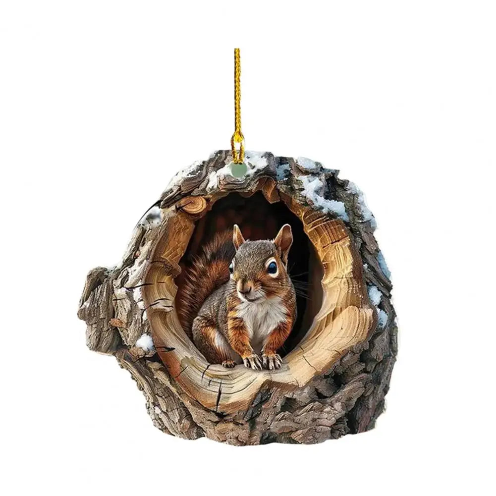 Festive Hanging Pendant Decoration Rustic Forest Christmas Ornaments 2d Acrylic Wildlife Decor for Christmas Tree Seasonal Quake J China