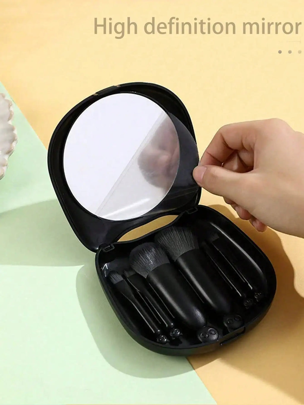 1 Box 6pcs Mini Cute Cat Design Portable Makeup Brush Set - Powder Brush, Eyeshadow Brush, And Assorted Brushes Quake