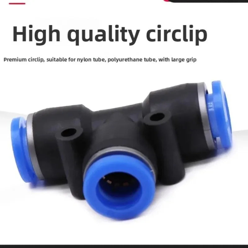 PEG Pneumatic Air Connector Quick Fitting Tee Reducer 3 Way T-shaped Plastic Pipe Hose Connector 6-4/8-6/10-8/10-6/12-8/12-10 Quake