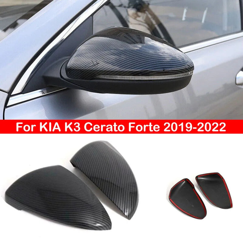 For KIA K3 Cerato Forte 2019-2022 ABS Auto Car Styling Body Side Door Rearview Mirror Cover Cap Horns Shell Housing Sticker Trim Quake Default Title