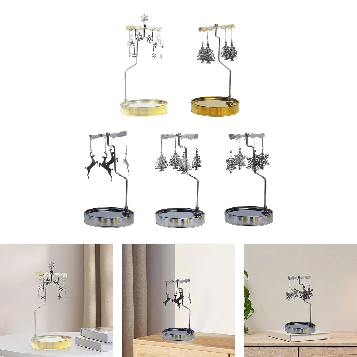 Rotating Candleholder Rotating Candle Holder with Tray for Wedding Party Valentines Day Christmas Party Dining Room Living Room Quake