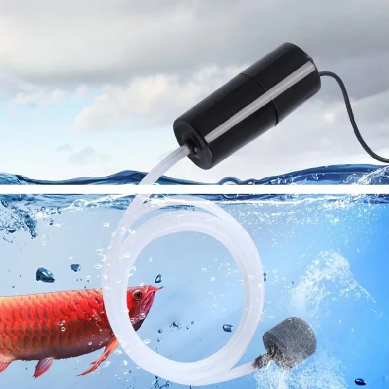 Portable USB Aquarium Air Pump:Mini Oxygenator for Fish Tanks and Aquatic Accessories Quake