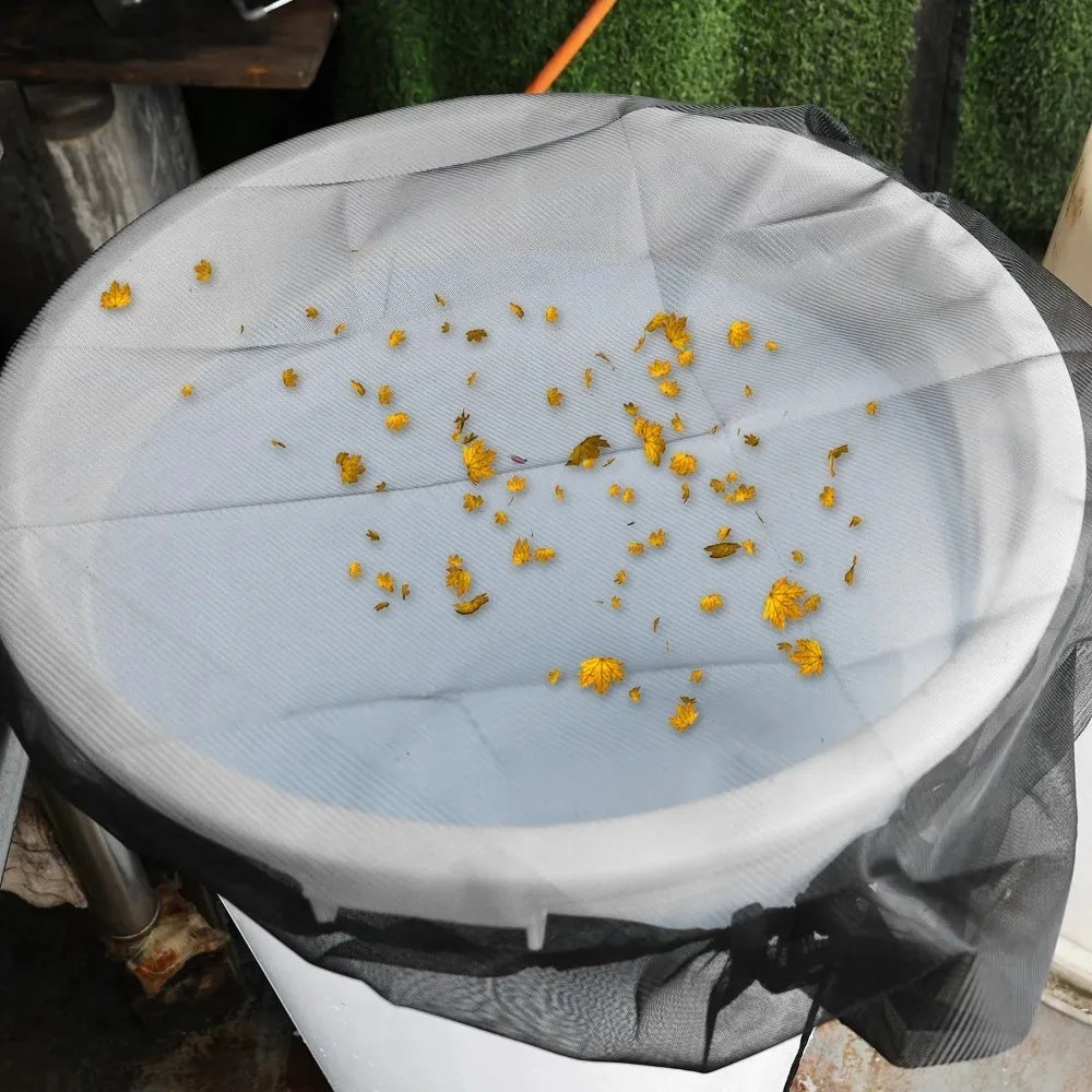 Water Bucket Net Cover Outdoors Rain Barrels Screen Insect Proof Mesh Cover Rain Water Collection Bucket Netting with Drawstring Quake