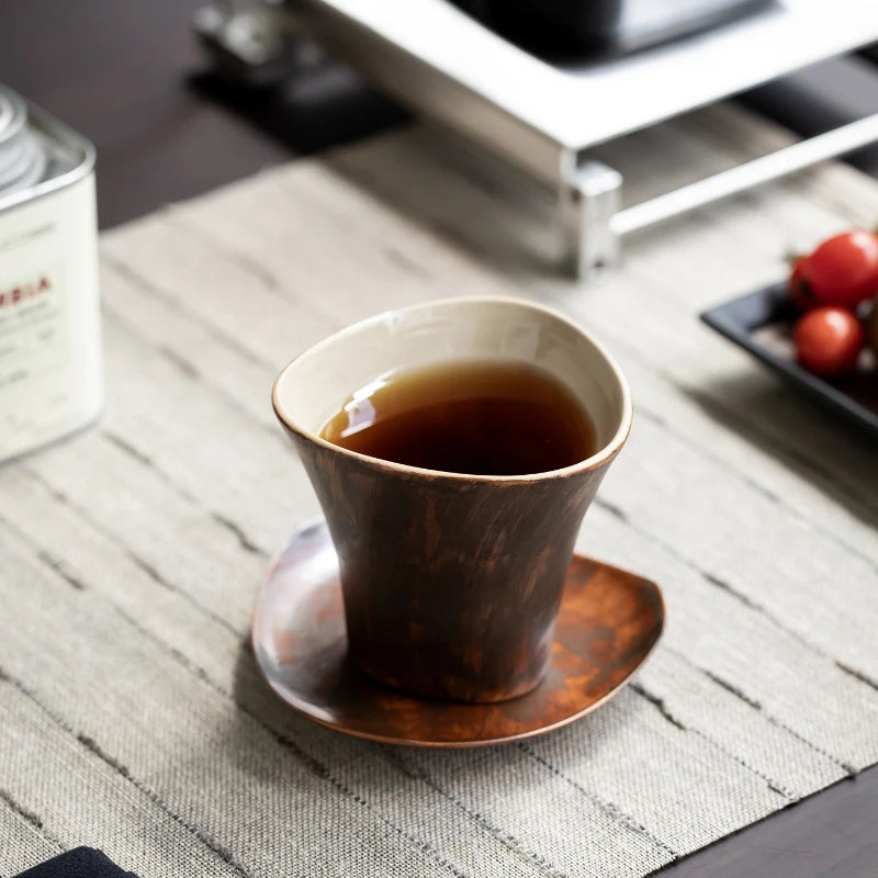 Vintage Kiln Change Ceramic Coffee Cup Irregular Shaped Mug European American Style Unique Afternoon Tea Water Cup Quake