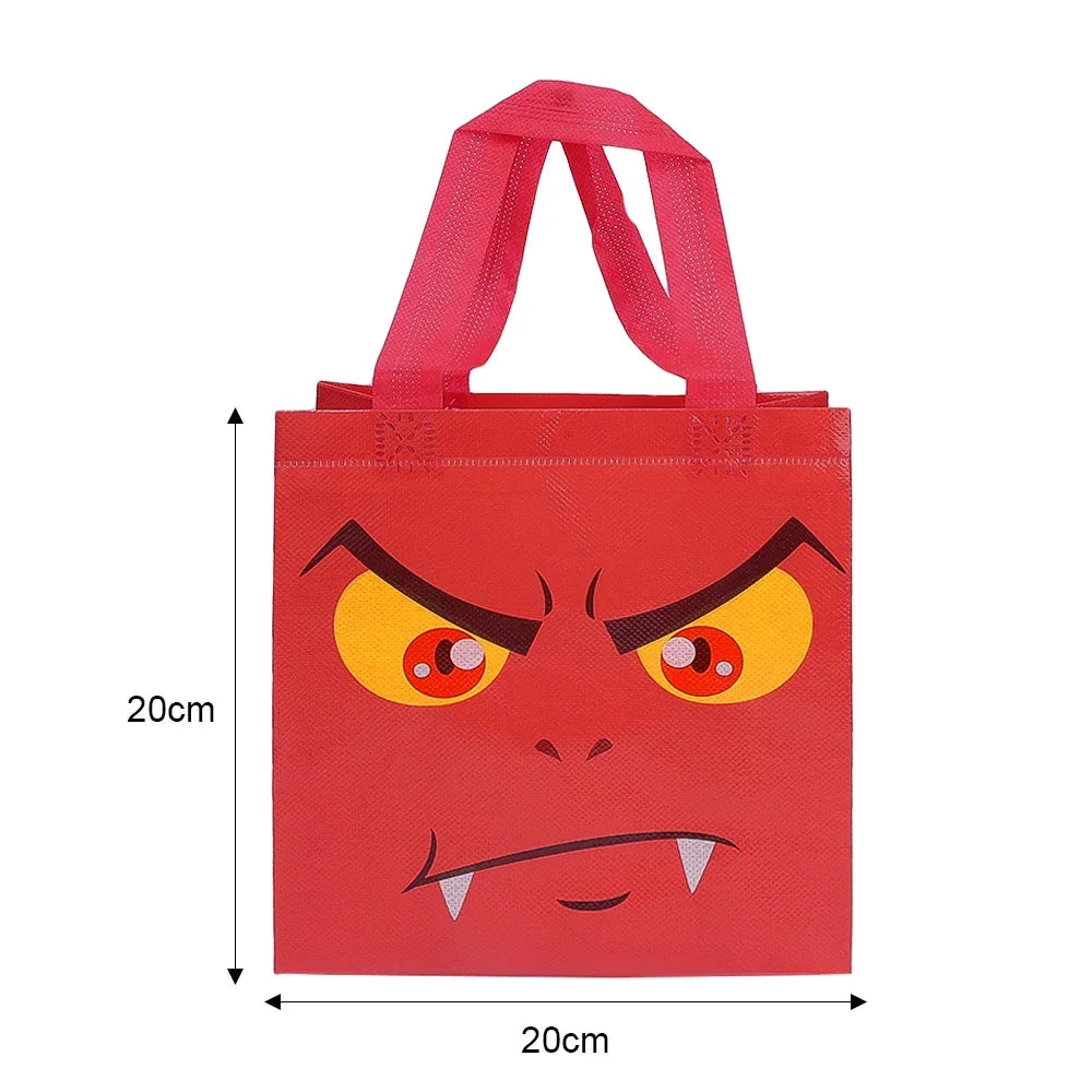 10/1PCS Halloween Non-Woven Gift Bags Pumpkin Ghost Bat Mummy Cat Pattern Candy Snacks Bag Halloween Party Home Decor Supplies Quake Red 3PCS 20x20cm