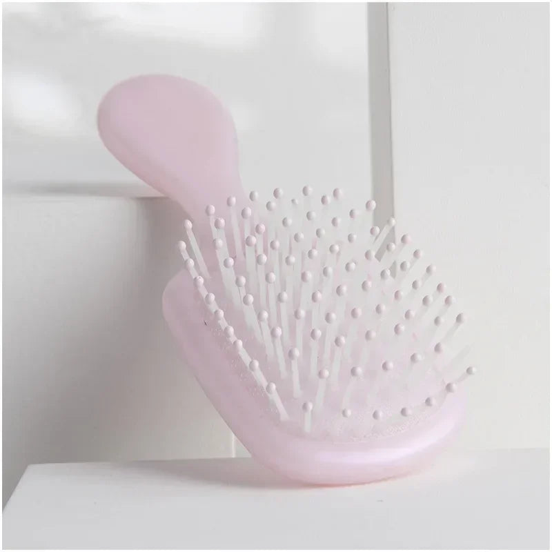 Air Cushion Hair Comb Children Travel Portable Anti-static Smooth Mini Hair Brush Candy Color Small Scalp Massage Hair Care Comb Quake Square pink