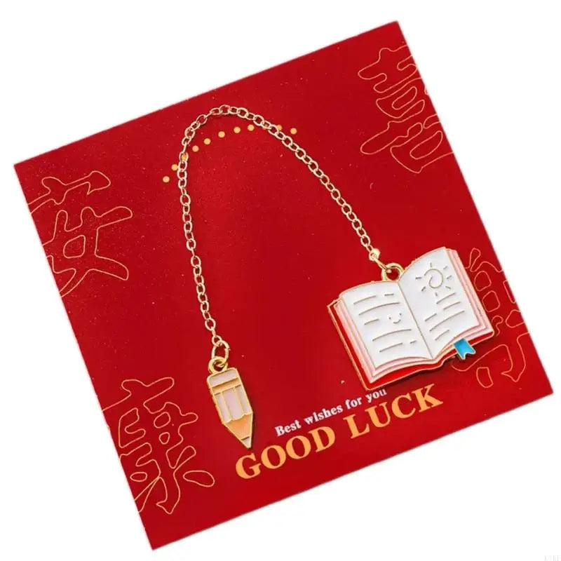 Metal Chain Page Marker with School-Themed Pendant and Pencil Charm for Reading, Journals, Textbooks and Classroom Gifts K1KF Quake