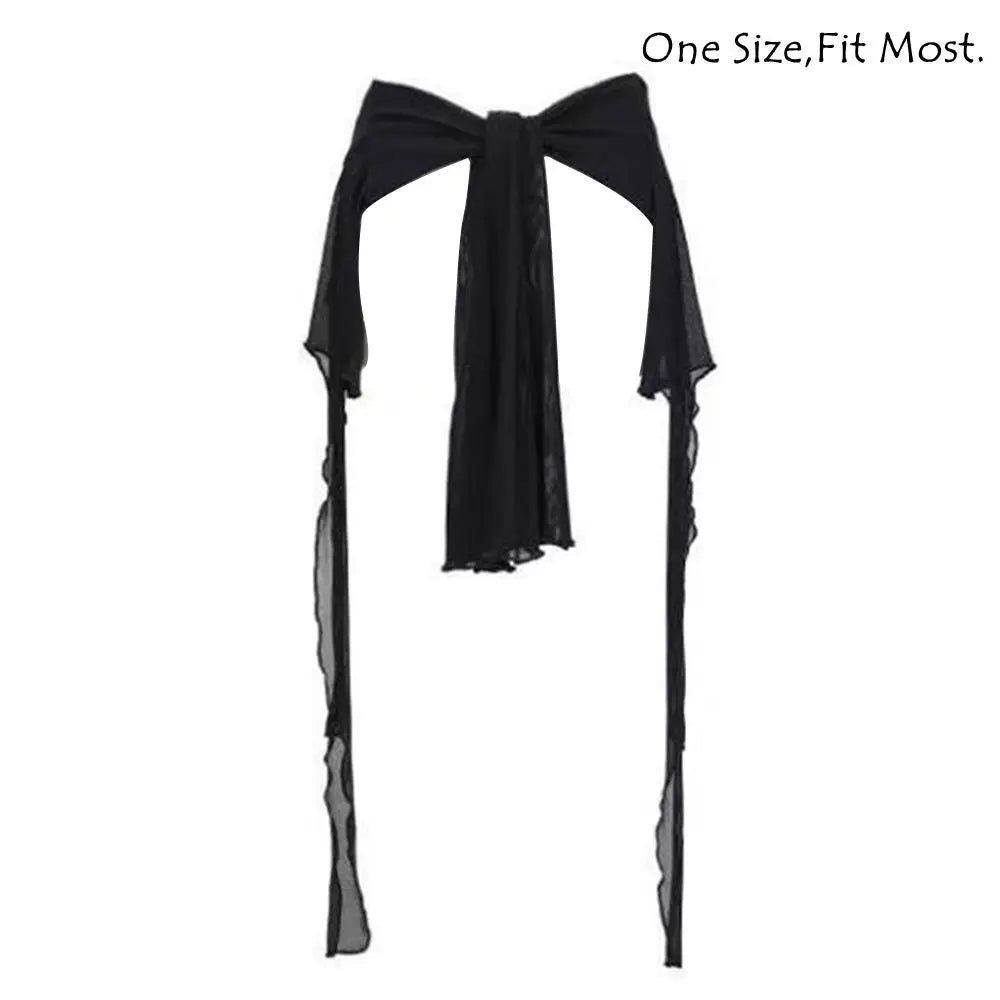 Jeans Pants Decor Irregular Jazz Dance Scarf See Through Harajuku Hip-hop Scarf Streetwear High Waist Waistband Quake