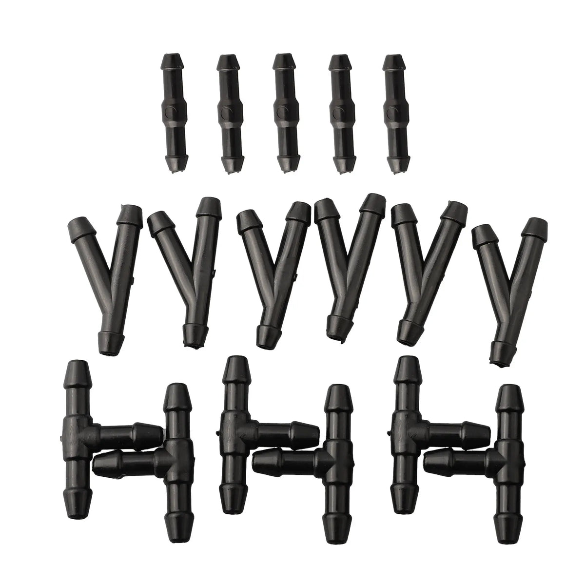 18pcs Splitter Fittings Black T/Y/I Type Washer Hose Connector Water Tube Windshield New Practical Kit for durable Quake