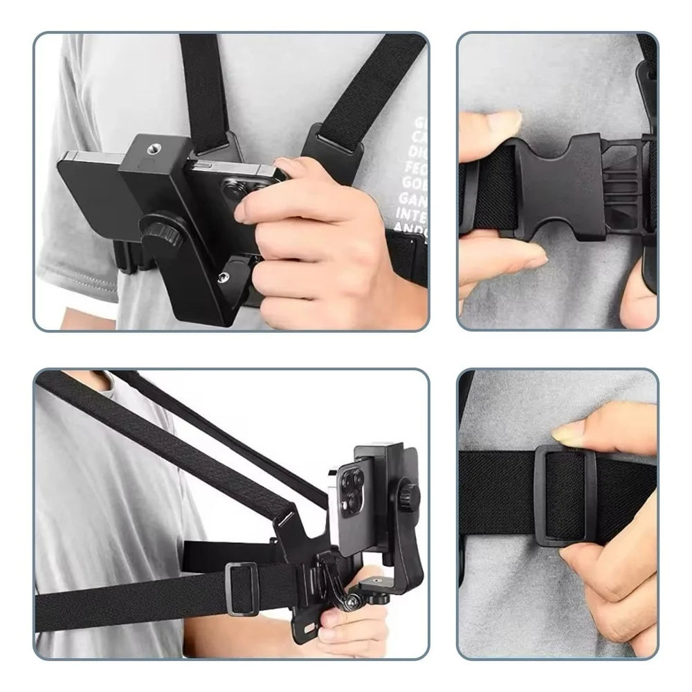 7 in 1 Action Camera Kit Chest Strap Mount Phone Mount Holder Adjustable Live Phone Strap Mount for Cycling Skiing Gopro Holder Quake