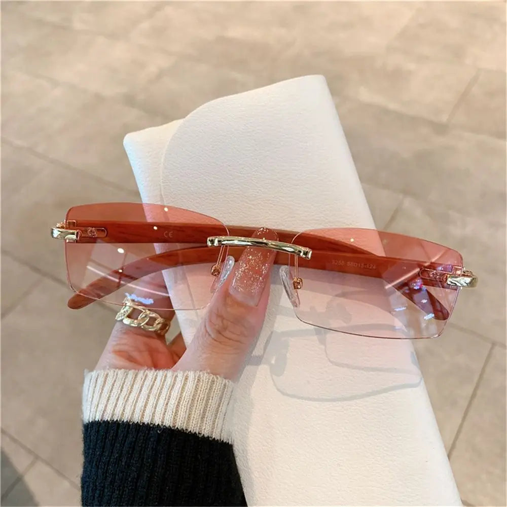Trendy Punk Sunglasses Rimless Rectangle Sun Glasses for Women Men UV400 Driving Shades Fashion Frameless Gradient Eyewear Quake