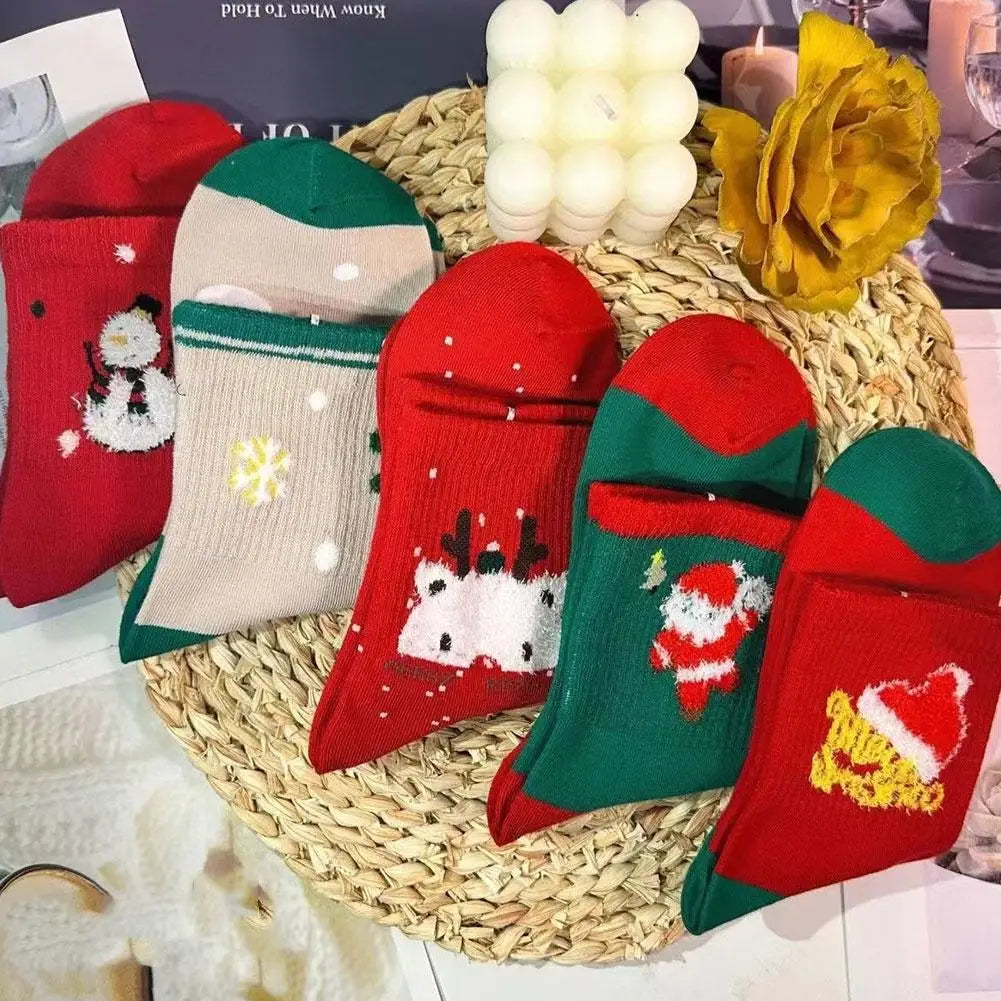 5 pairs animated Christmas sock ornaments Merry Christmas Gifts and Decorations for the Home Xmas Supplies for a Happy New Quake
