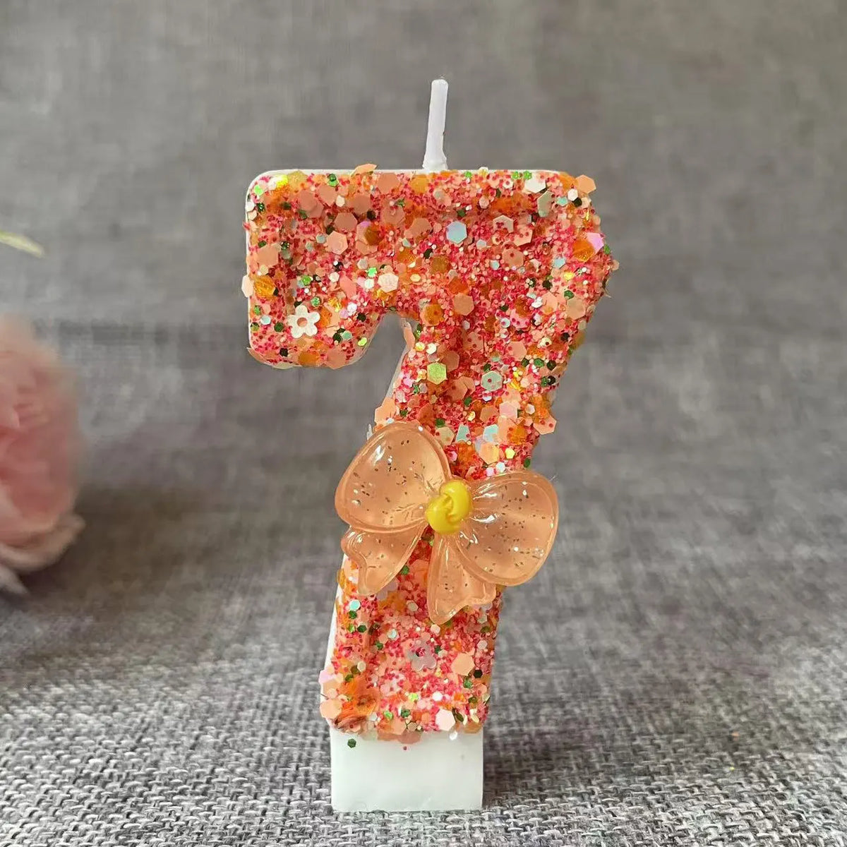 Birthday Candle Bow Orange Creative Ceremony Surprise Digital Decoration Candle Flower Style Quake H