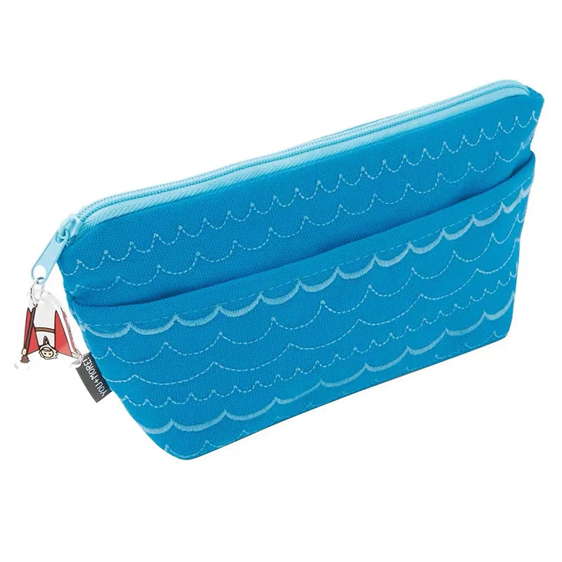 1PCS Canvas Travel Small Cosmetic Bag Women Portable Blue Coin Purse Multifunctional Toiletry Bag 18.5*10*4.5cm Quake Blue