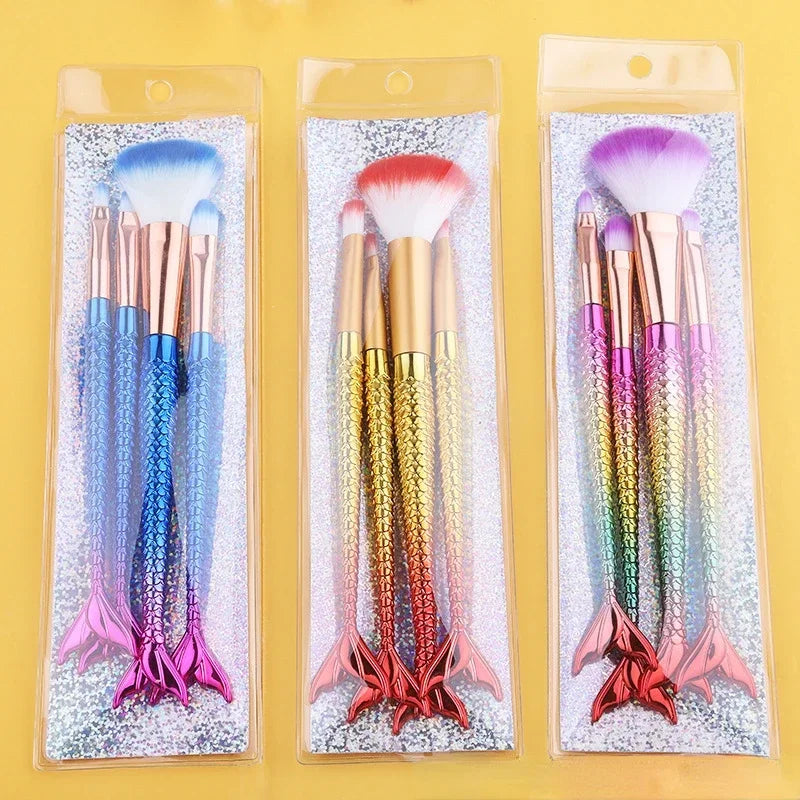 Mermaid Makeup Brushes Set Cosmetic Powder Eye Shadow Foundation Blush Brush Soft Beauty Make Up Tool Maquiagem 6 Color Gradient Quake